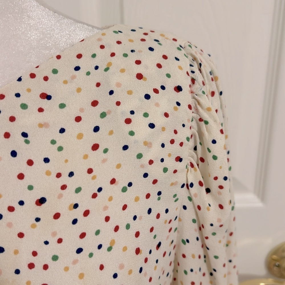 Reformation Francine One Sleeve Shoulder Top Birthday Polka Dot Size Small - Picture 14 of 16